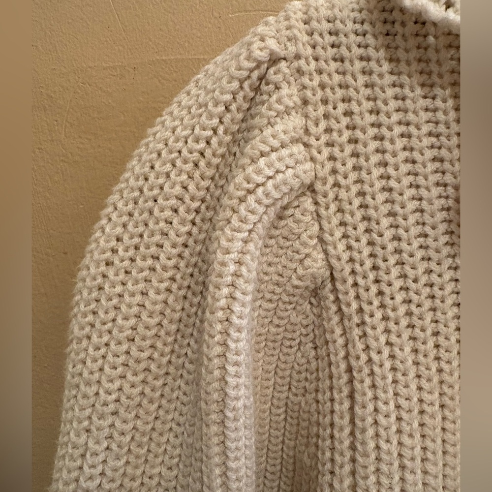 Who What Wear Cream Buttoned Cardigan Crochet Scalloped Collar Women’s Small - Picture 5 of 11